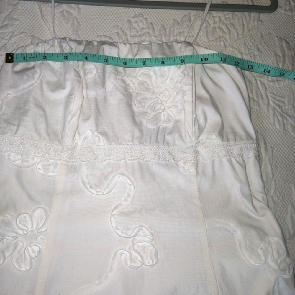 Rabbit Rabbit Rabbit Off White Strapless Dress with Floral Ribbons Size 6 - Picture 8 of 10